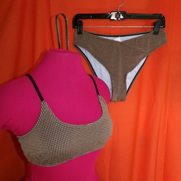 Cupshe NWT Rib Mineral Wash Scoop Neck Top & Hipster Bikini Set Sz M - Picture 3 of 10